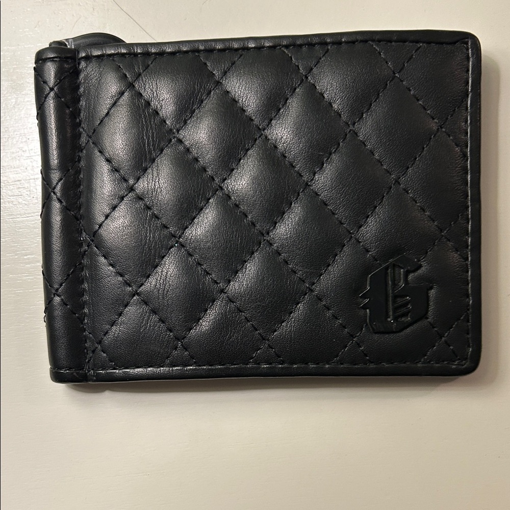 Guess Black Quilted Leather Money Clip wallet